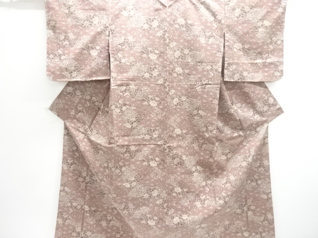 JAPANESE KIMONO / UNUSED TSUMUGI / WOVEN FLOWER & PLANT 